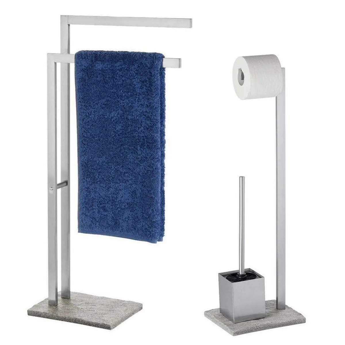 WENKO Handtuchständer, elegantes Edelstahl-Gestell, standfeste Granit-Bodenplatte
