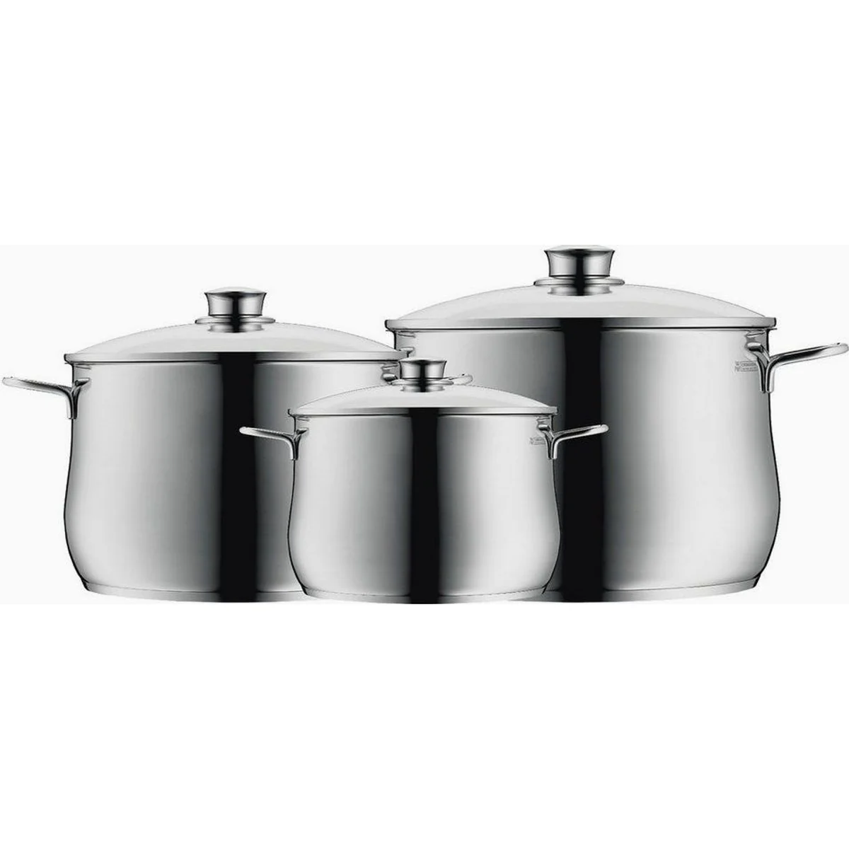 WMF Diadem Plus Topf-Set, 6-tlg, Cromargan Edelstahl, Glasdeckel