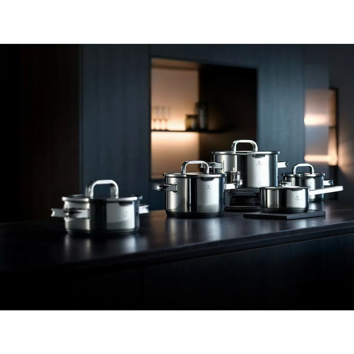 WMF Topf-Set Function 4 Induktion, vielseitige Glasdeckel mit Abgießfunktionen 2