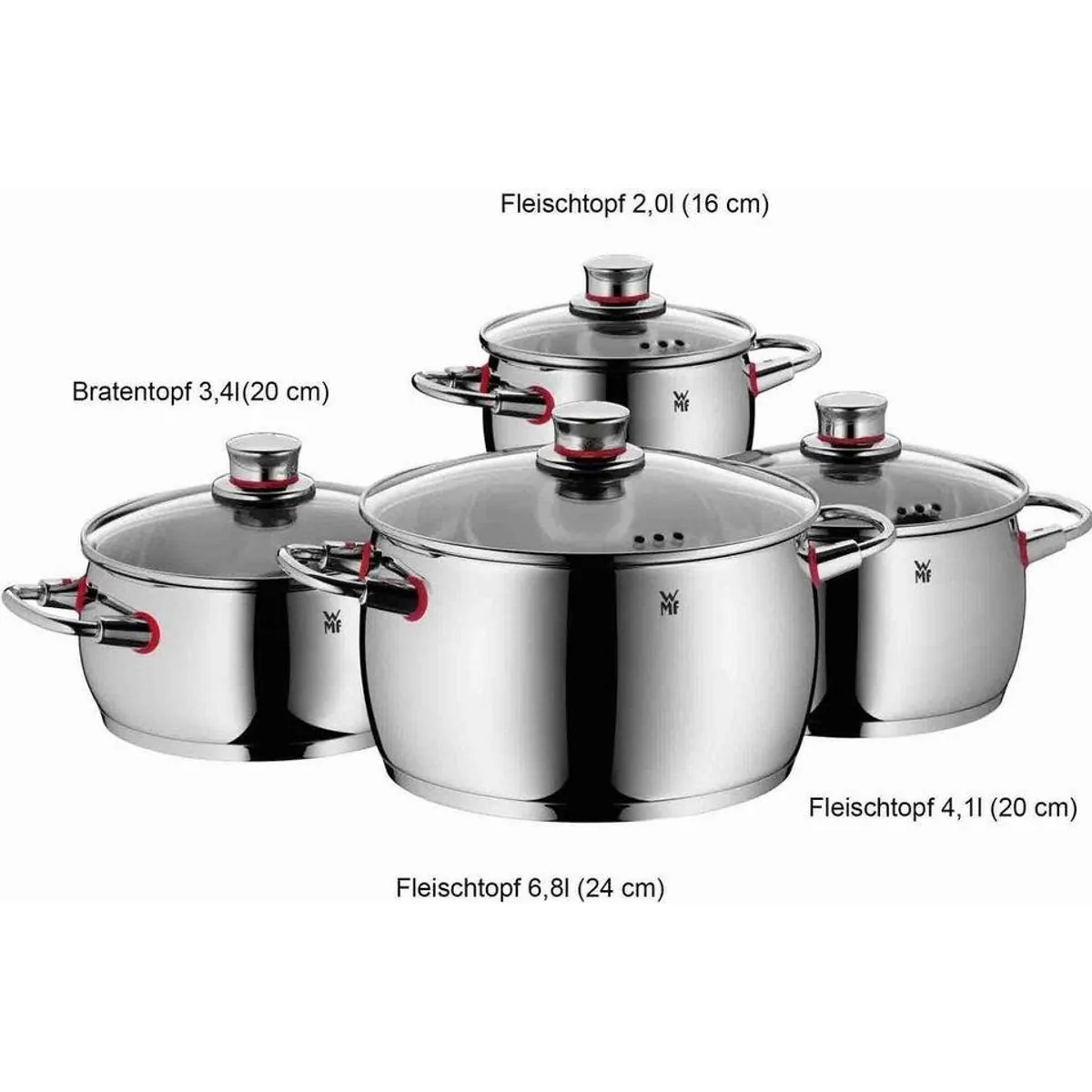 WMF Quality One Topf-Set, 8-teilig mit Glasdeckel, vielseitig und funktional 2