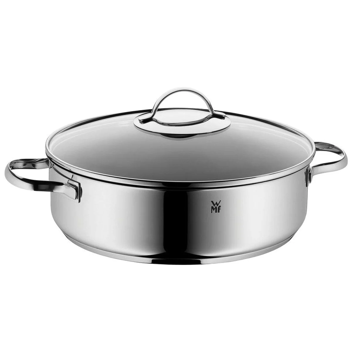 WMF Schmorpfanne Devil Bräter Ø 28 cm, Induktionsgeeignet, Mit Glasdeckel, 5l Volumen