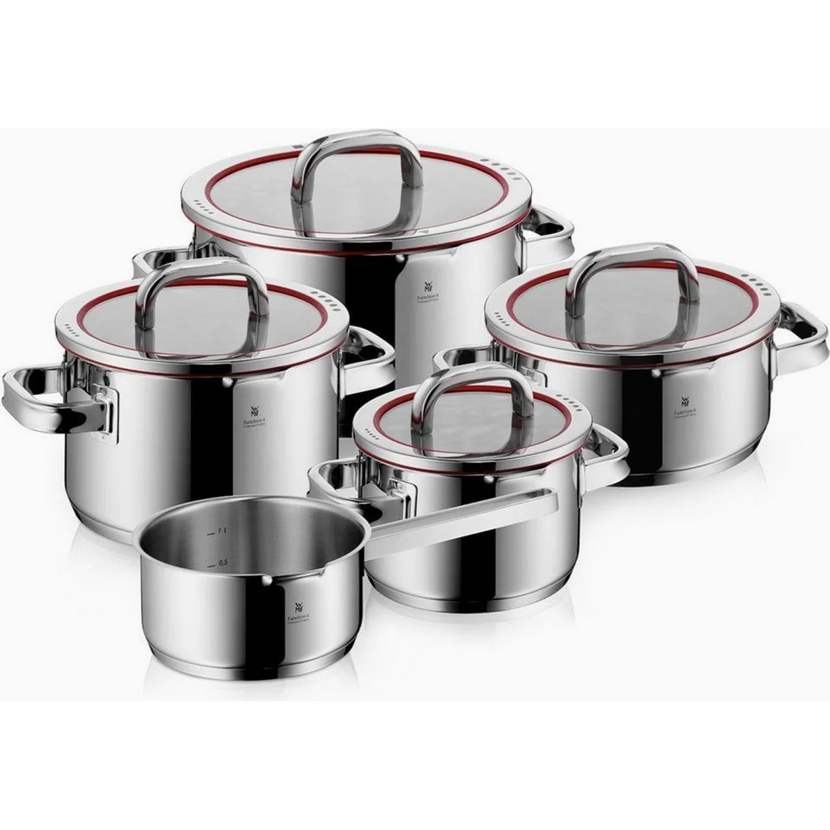 WMF Topf-Set Function 4, vielseitige Abgießfunktionen, langlebiger Cromargan Edelstahl