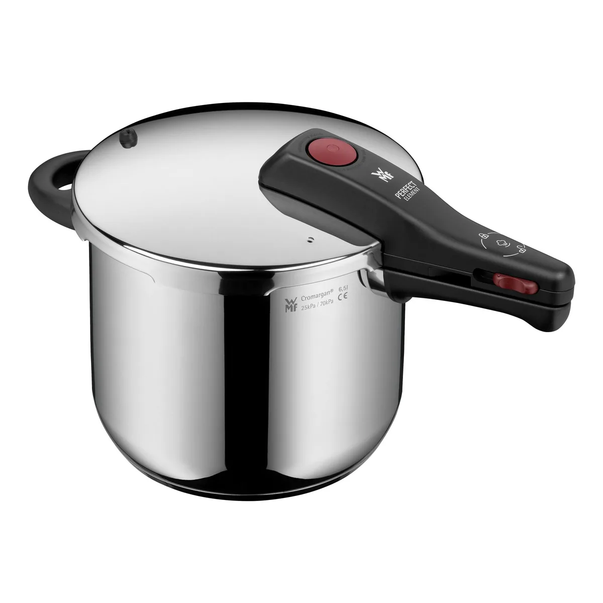 WMF Schnellkochtopf Perfect Element, 6,5 Liter, Cromargan Edelstahl — Sicherheitssystem, Induktion, TransTherm-Allherdboden