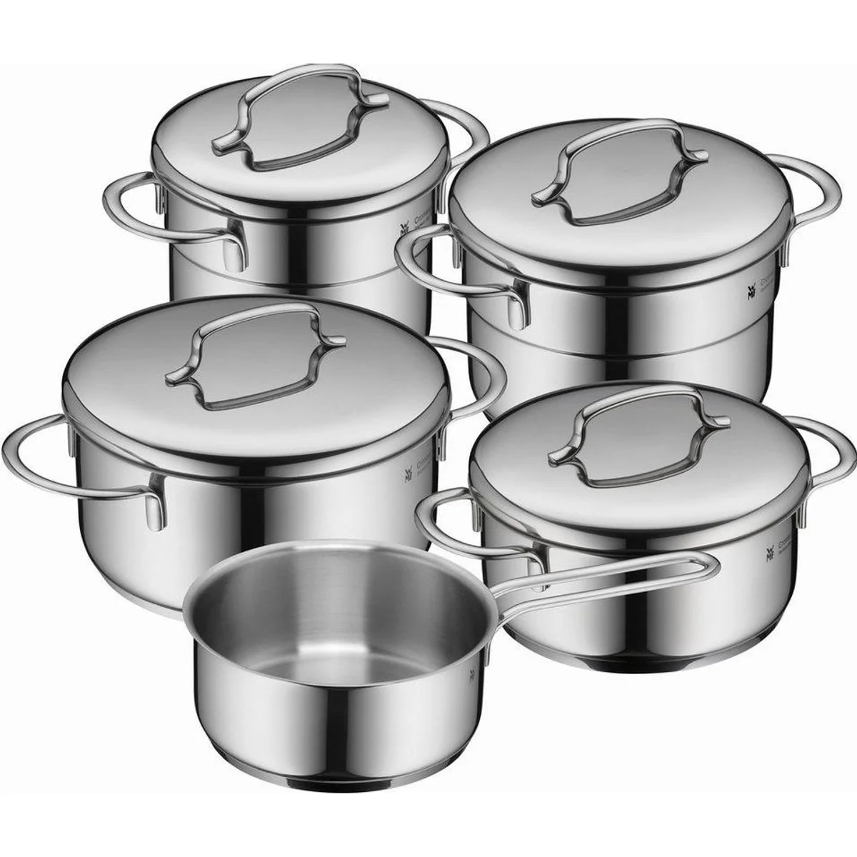 WMF Mini Topf-Set, platzsparend, energiesparendes Kochen — 9-teilig, Edelstahl rostfrei 18/10