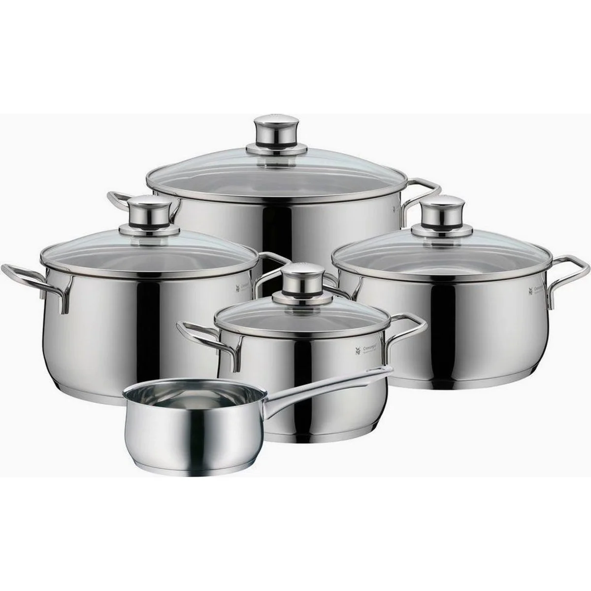 WMF Diadem Plus Topf-Set, 9-teilig, Cromargan Edelstahl, TransTherm-Allherdboden