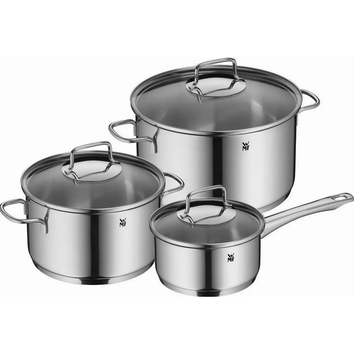 WMF Topf-Set Astoria, Induktionsgeeignet, Glasdeckel, Cromargan Edelstahl — 6-teilig, energiesparend, tropffrei
