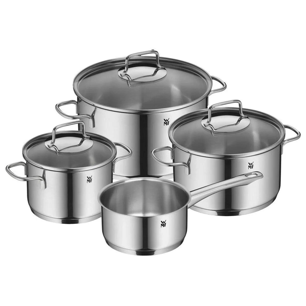 WMF Topf-Set ASTORIA, 4-teilig, rostfreier Edelstahl, Glasdeckel