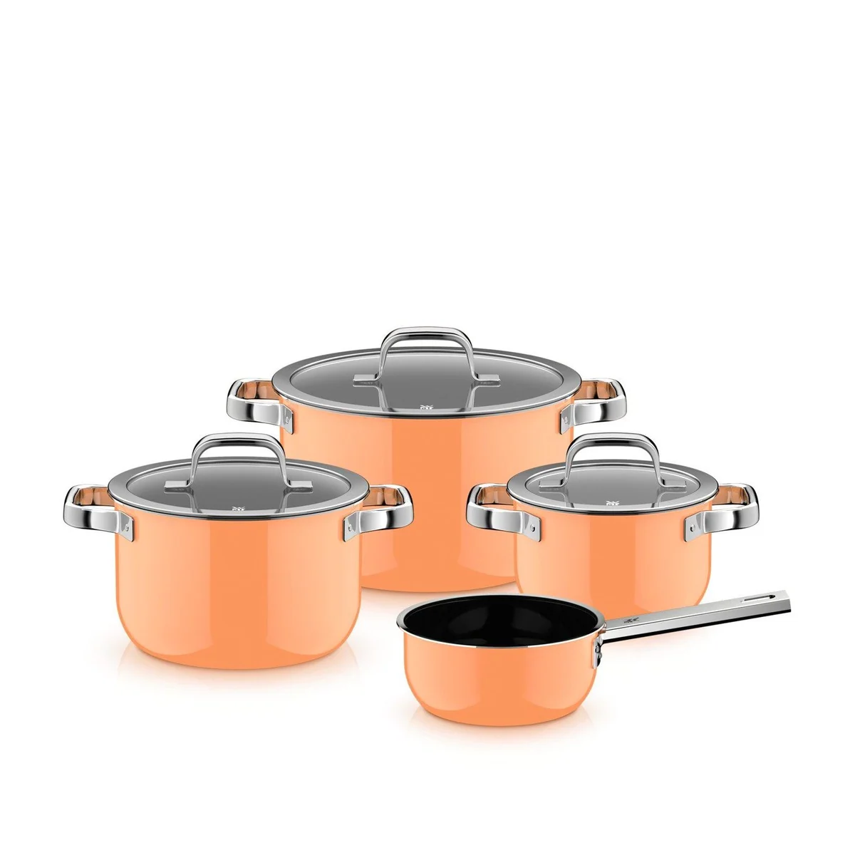 WMF Fusiontec Mineral Pro Topf-Set, 4-teilig, induktionsgeeignet, Papaya Orange