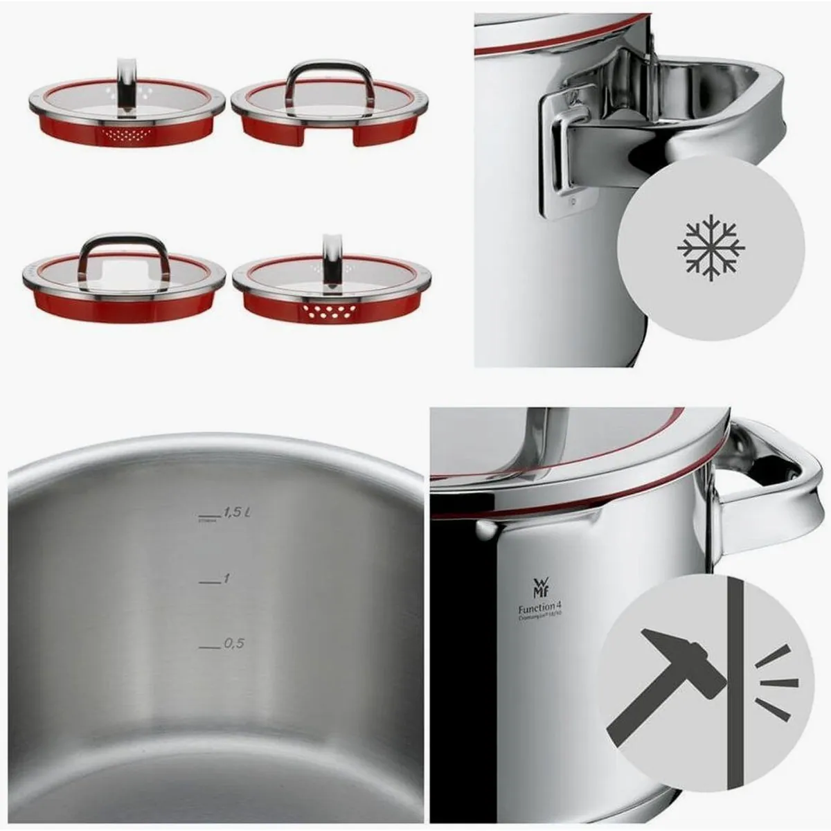 WMF Topfset Function 4, 4-teilig mit Dämpfer, vielseitig und funktional 4