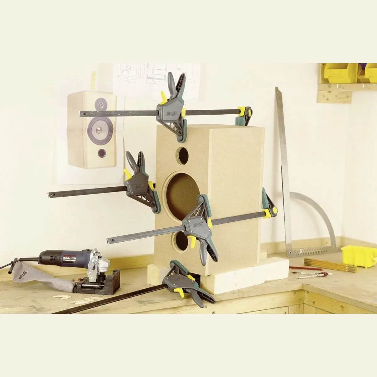 Wolfcraft Einhandzwinge EHZ Pro 100-700, 700 mm Spannbreite, ergonomischer Griff, 2-in-1-Funktion 5