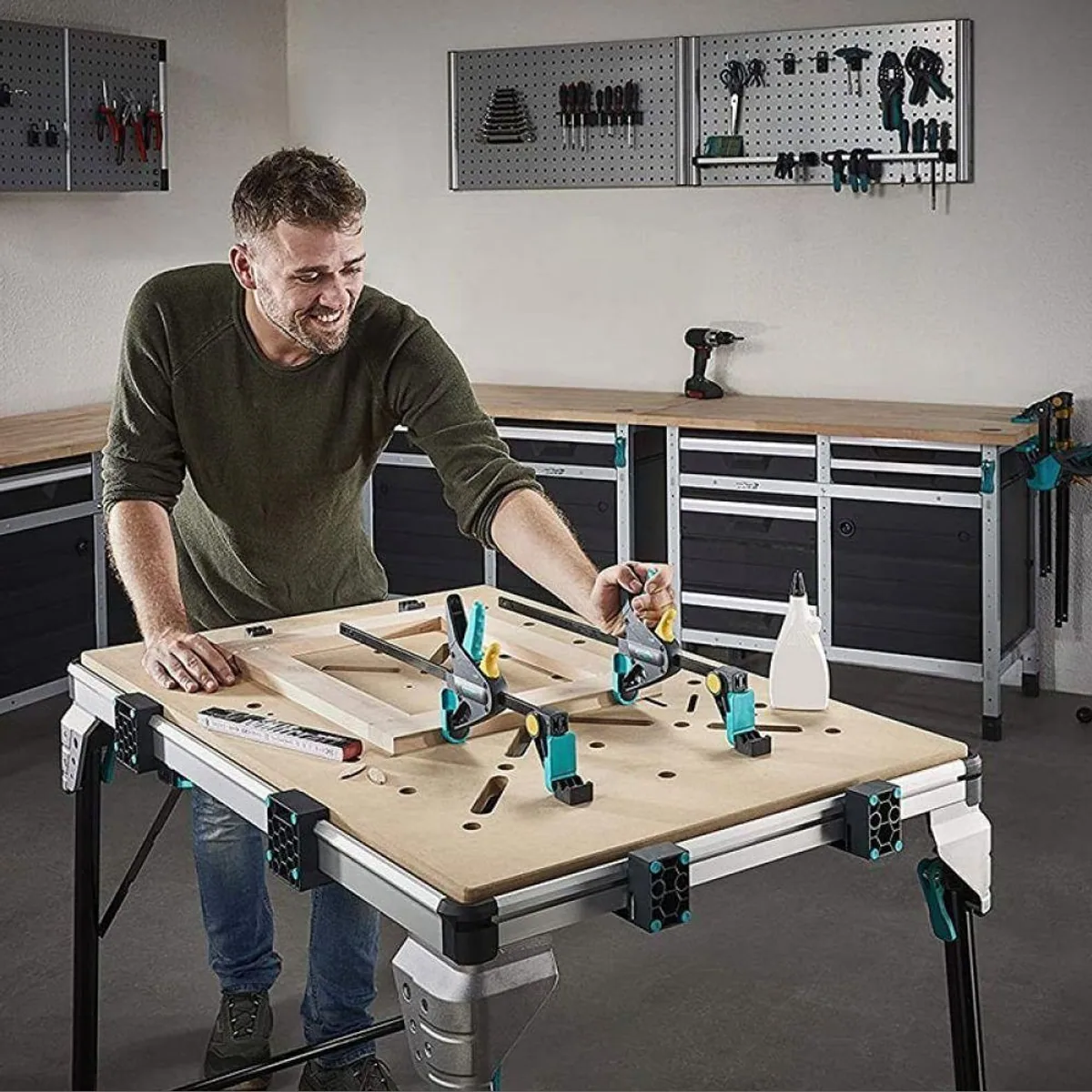Wolfcraft MASTER work 1600 Werkbank, mobil, klappbar, vielseitig einsetzbar 4