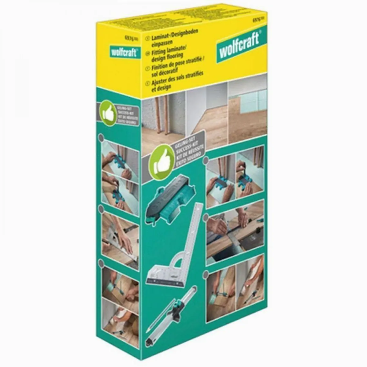 Wolfcraft Laminat- und Designboden Einpass Set, präzises Messen, einfache Handhabung, vielseitig einsetzbar 2