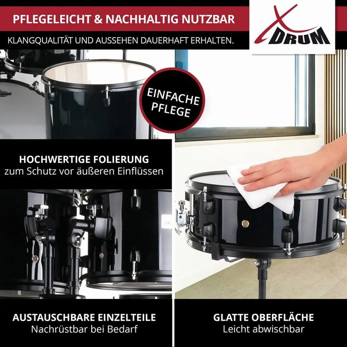 XDrum Schlagzeug Rookie 20" Studio, Komplettset mit Hocker & Drumsticks 4