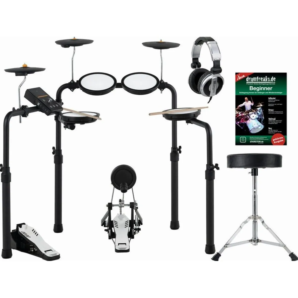XDrum DD-250P E-Drum Set, platzsparend, Bluetooth, 12 Presetkits