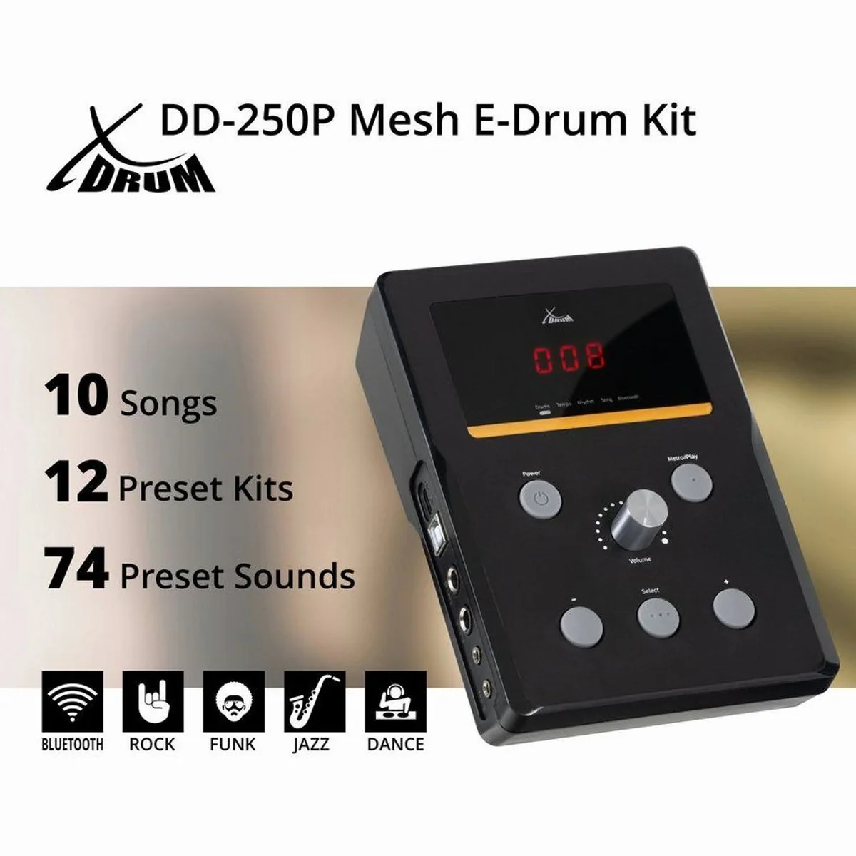 XDrum DD-250P E-Drum Set, platzsparend, Bluetooth, 12 Presetkits 5