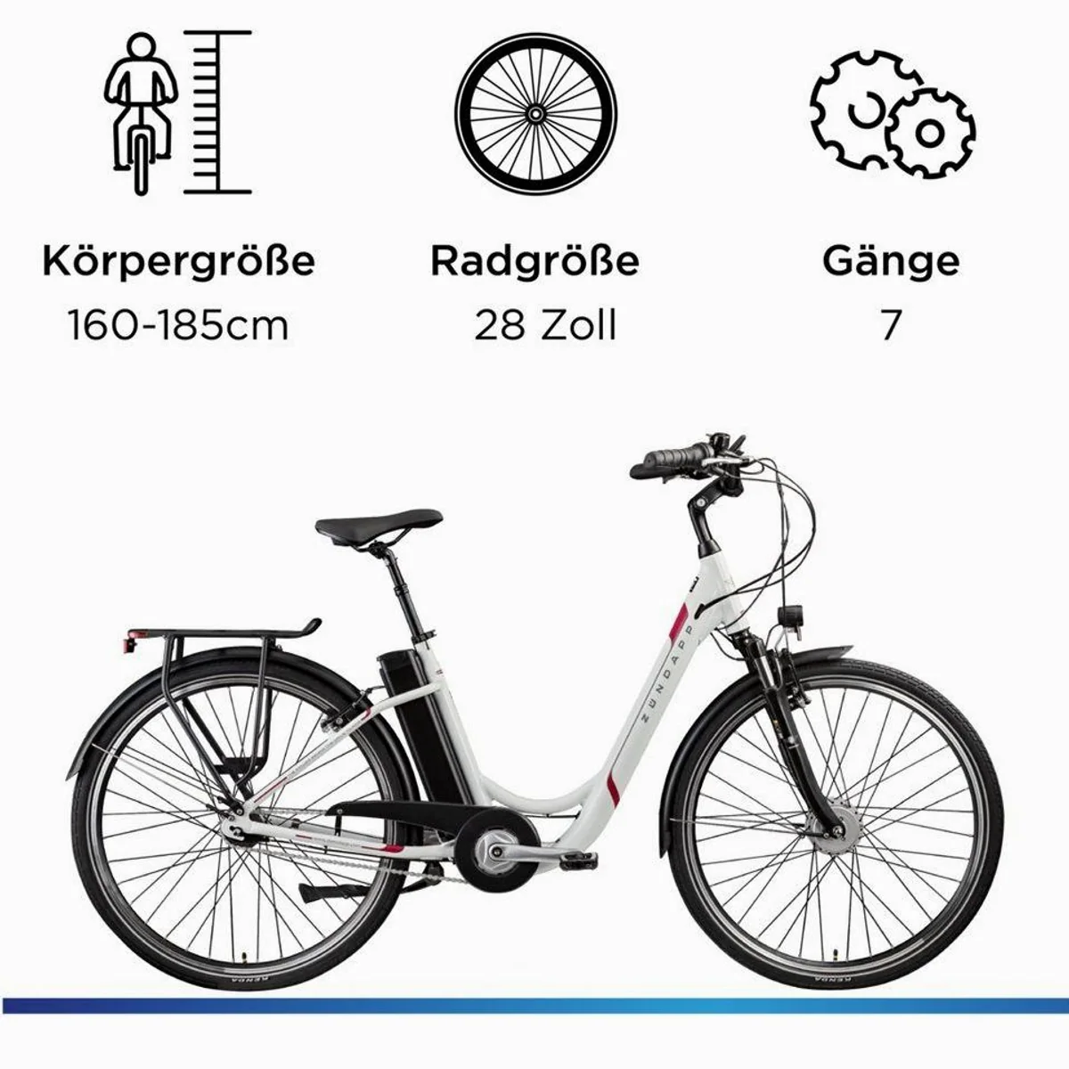 Zündapp Z517 E-Bike Cityrad, 7-Gang Nabenschaltung, 531 Wh Akku — ideal für Stadtfahrten 3