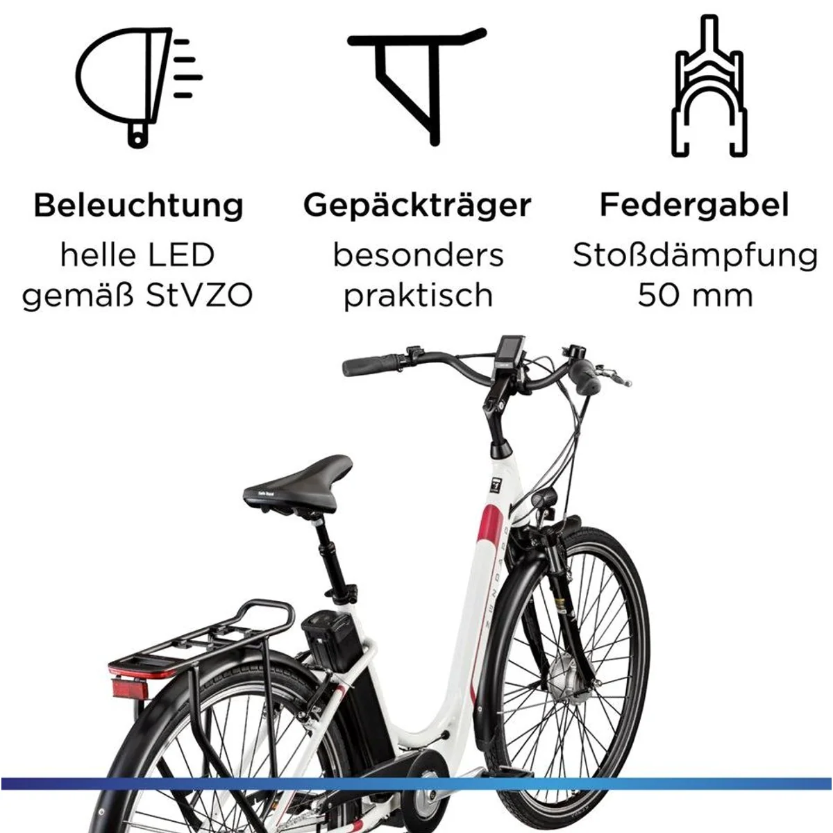 Zündapp Z517 E-Bike Cityrad, 7-Gang Nabenschaltung, 531 Wh Akku — ideal für Stadtfahrten 4