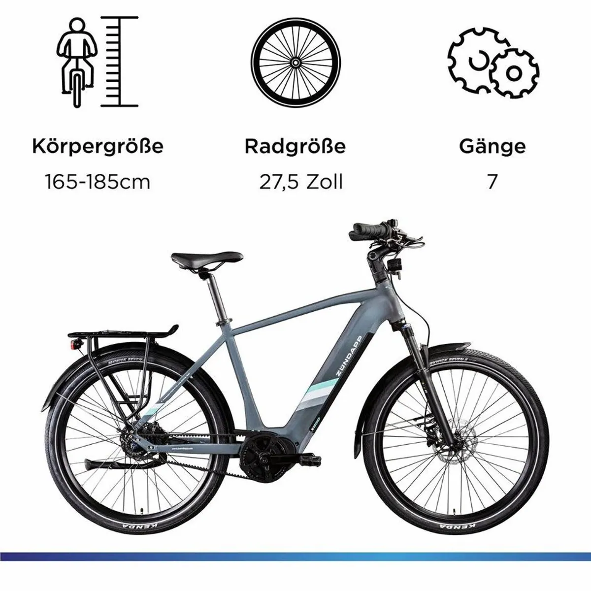 Zündapp E-Bike X850, 7-Gang Nabenschaltung, Mittelmotor, 550 Wh — ideal für lange Strecken 3