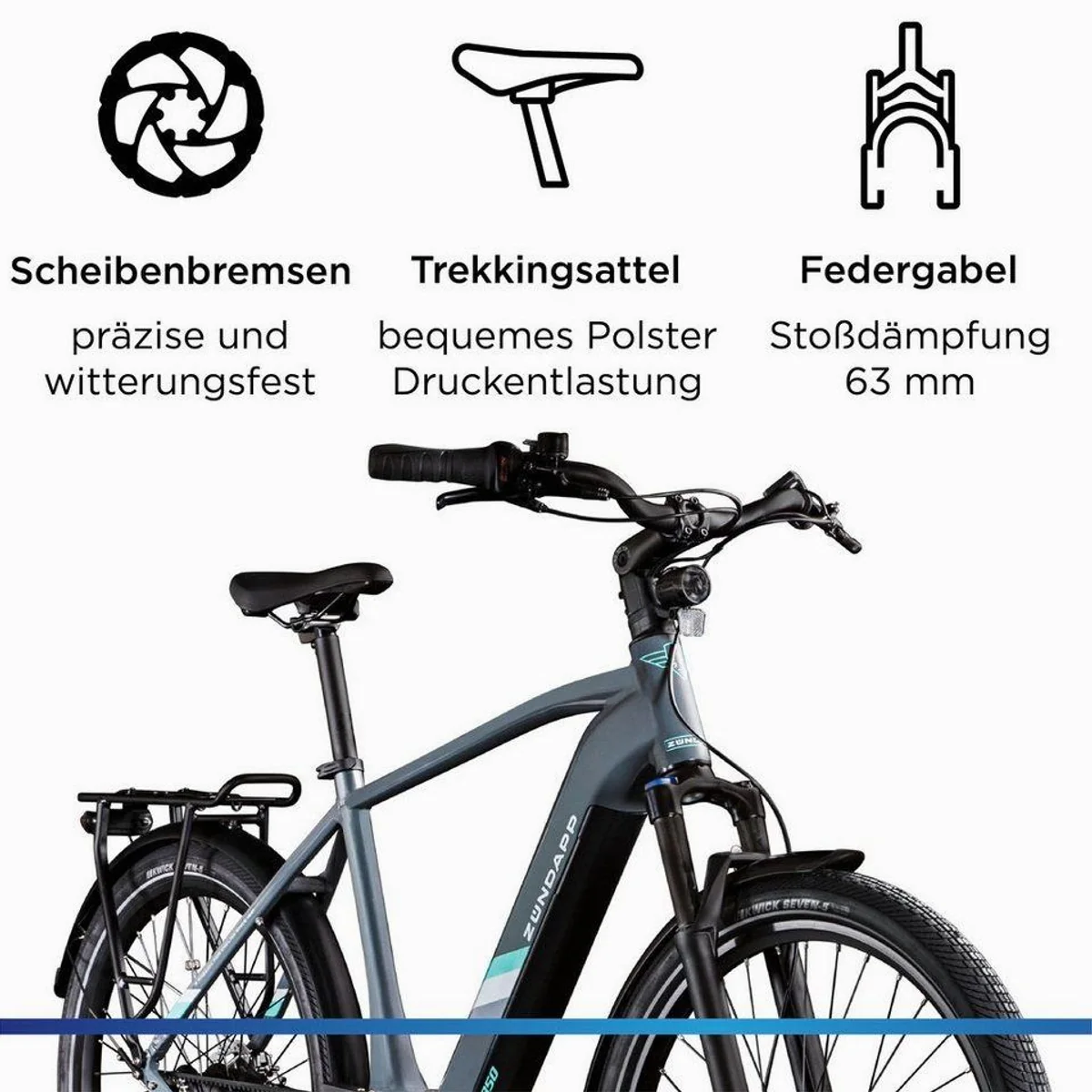 Zündapp E-Bike X850, 7-Gang Nabenschaltung, Mittelmotor, 550 Wh — ideal für lange Strecken 4