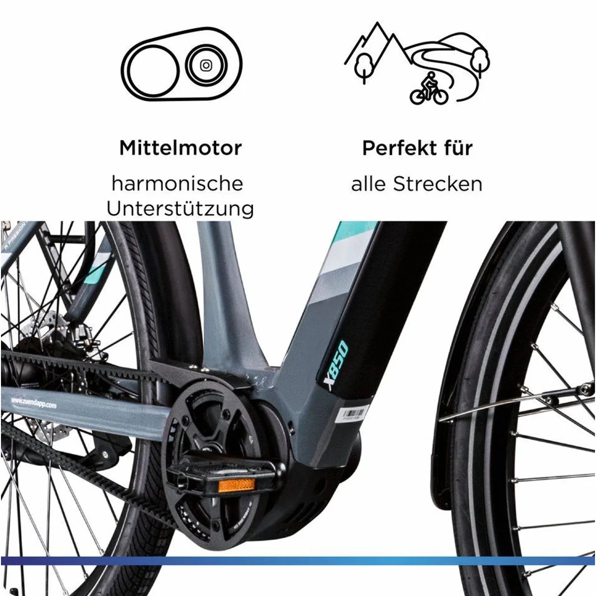Zündapp E-Bike X850, 7-Gang Nabenschaltung, Mittelmotor, 550 Wh — ideal für lange Strecken 5