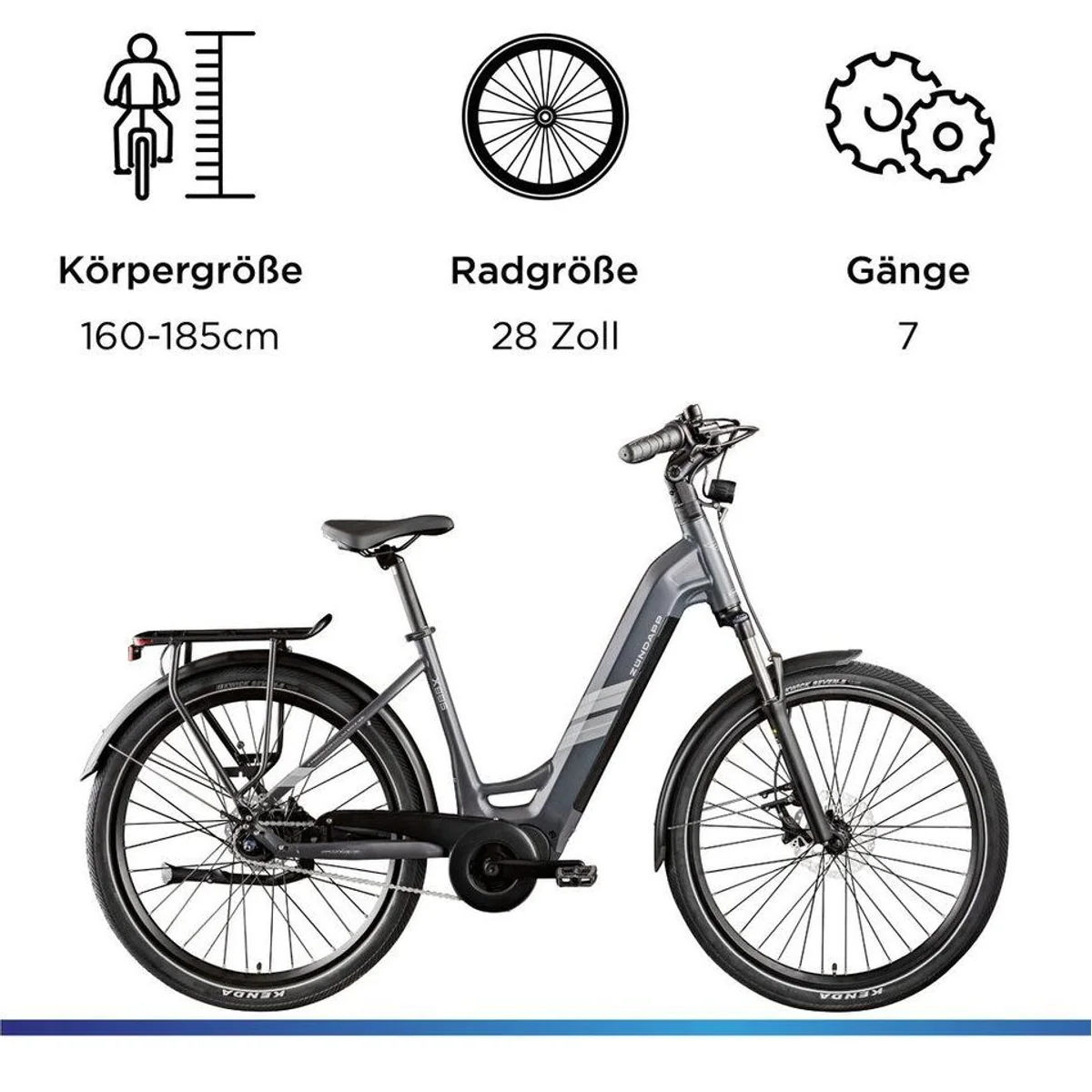 Zündapp X885 E-Bike, 7 Gang Nabenschaltung, Mittelmotor, 550 Wh Akku 3