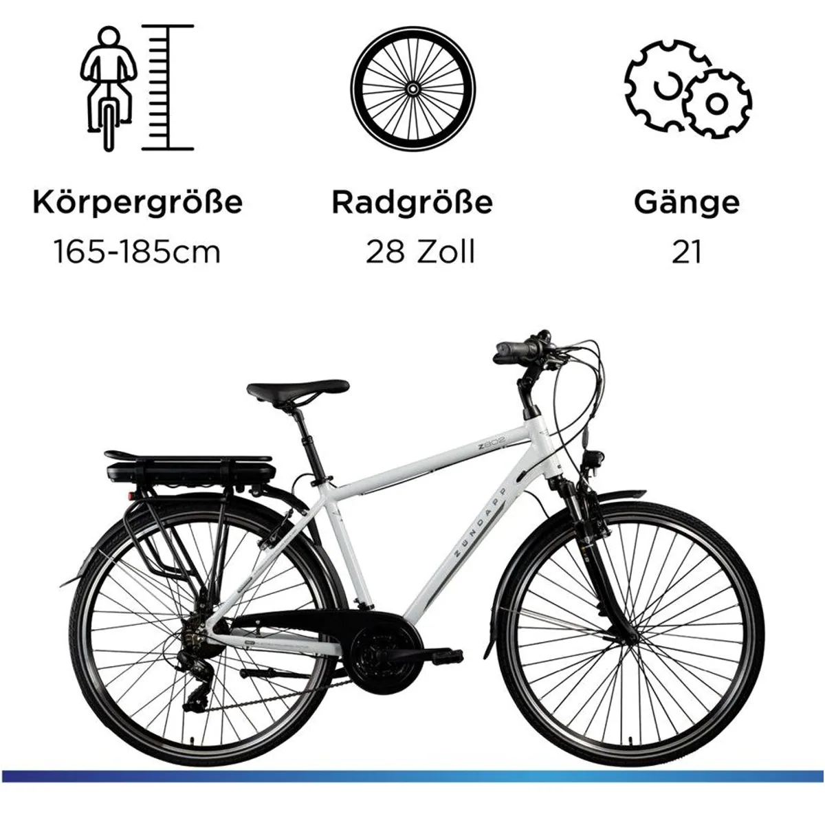 Zündapp Z802 E-Bike Trekkingrad, 21-Gang Shimano, 536 Wh Akku, Hinterradmotor 3