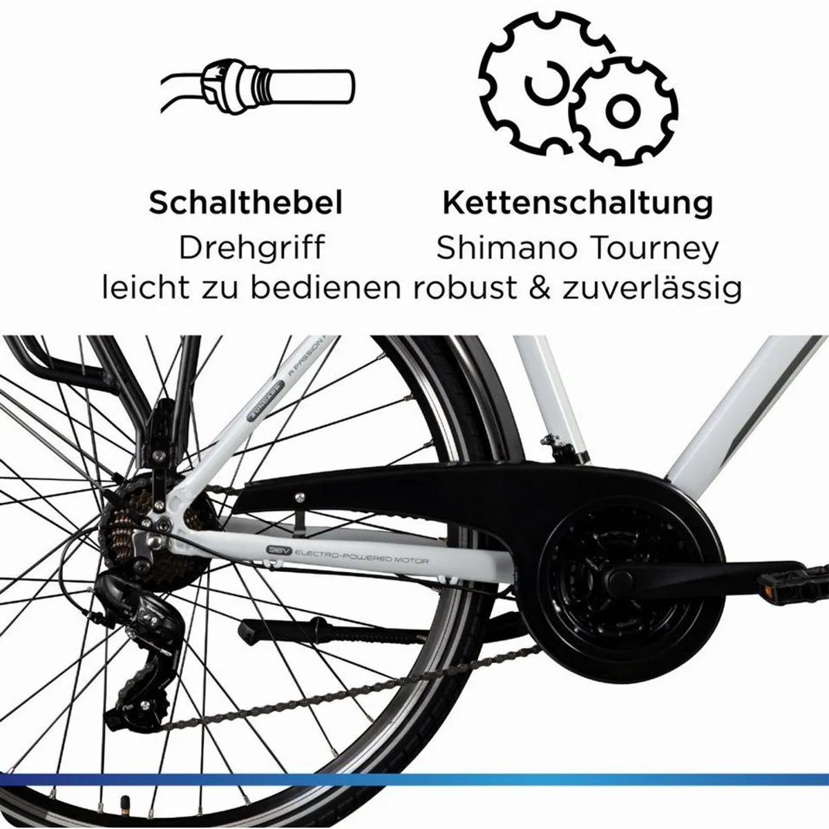 Zündapp Z802 E-Bike Trekkingrad, 21-Gang Shimano, 536 Wh Akku, Hinterradmotor 5
