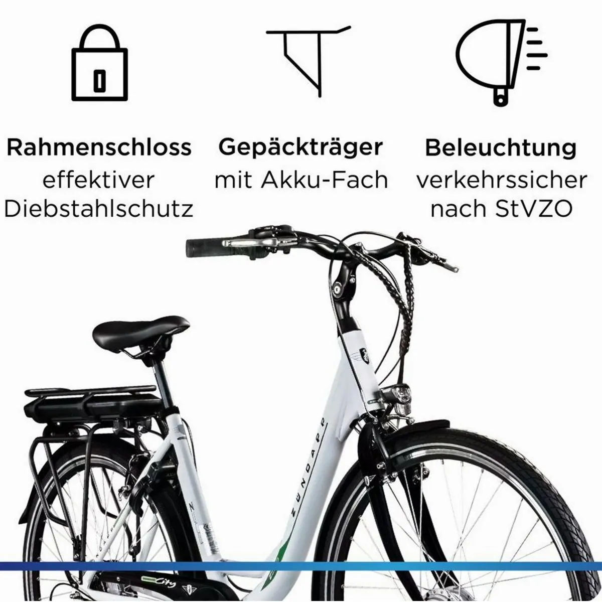 Zündapp Z503 E-Bike Cityrad, 7-Gang Shimano, 536 Wh Akku, Vorderradmotor 4