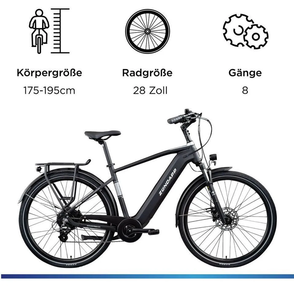 Zündapp Z810 E-Bike Trekkingrad, 8-Gang Shimano, 550 Wh Akku, Heckmotor 3