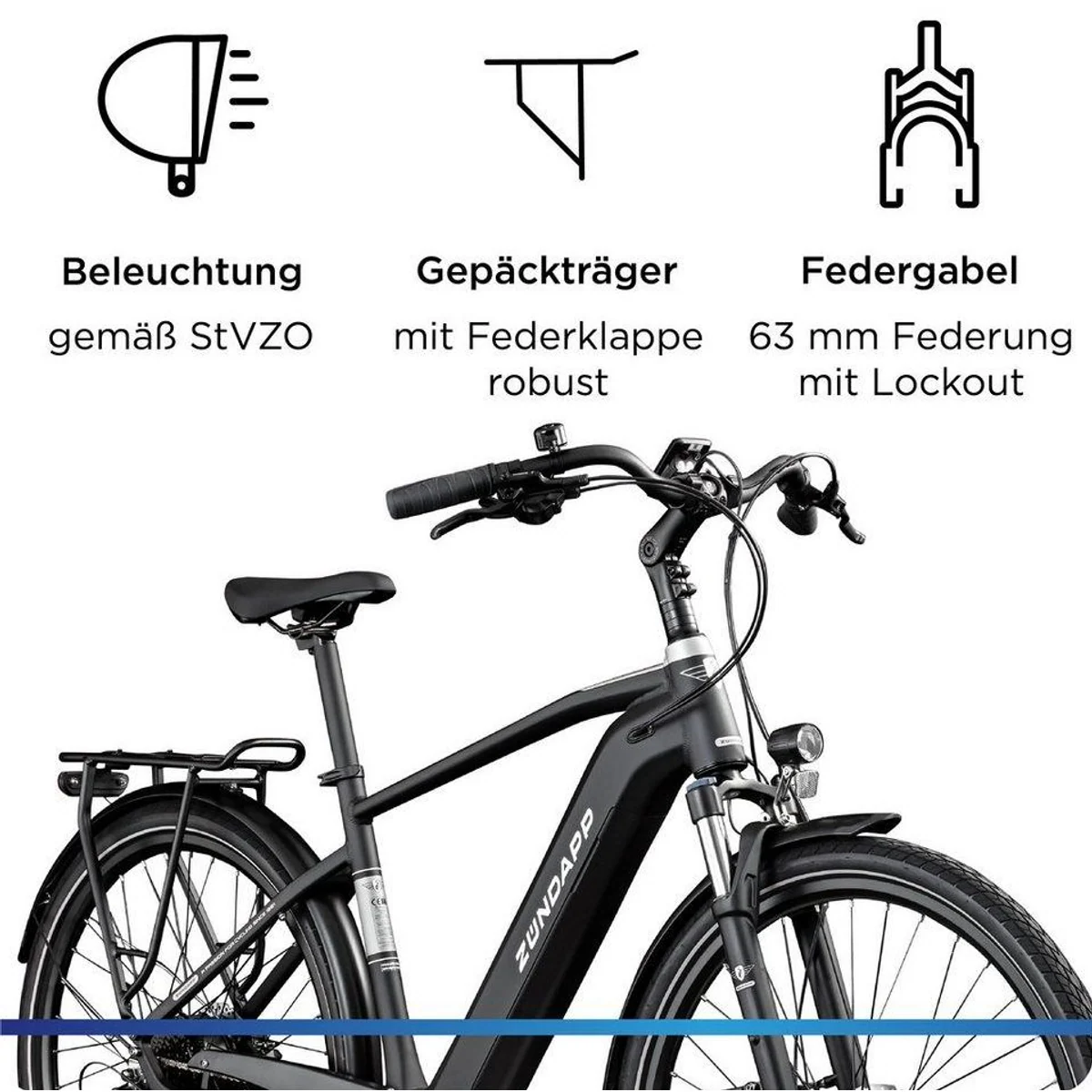 Zündapp Z810 E-Bike Trekkingrad, 8-Gang Shimano, 550 Wh Akku, Heckmotor 4
