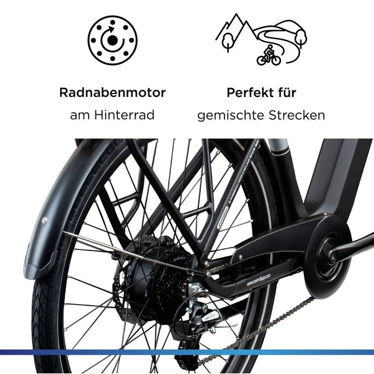 Zündapp Z810 E-Bike Trekkingrad, 8-Gang Shimano, 550 Wh Akku, Heckmotor 5