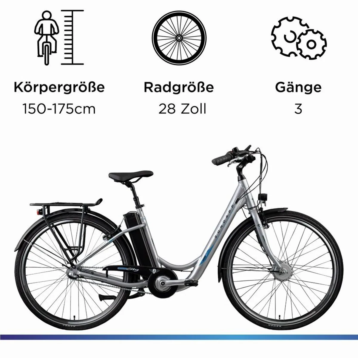 Zündapp Green 2.7 E-Bike, 3 Gang Nabenschaltung, 531,6 Wh Akkukapazität 4