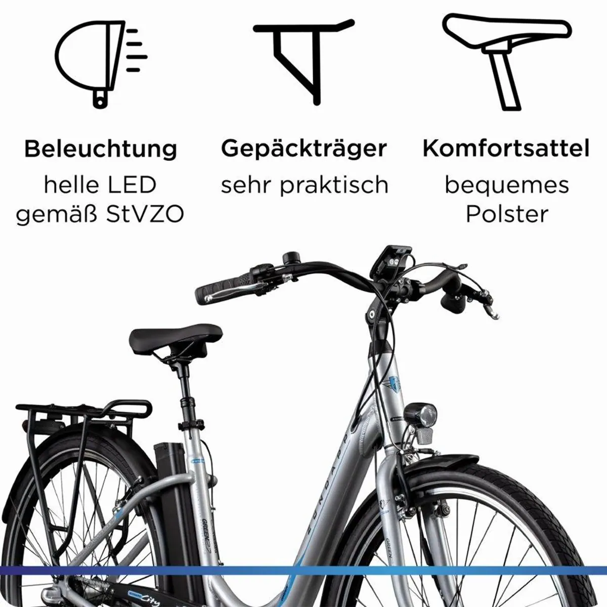 Zündapp Green 2.7 E-Bike, 3 Gang Nabenschaltung, 531,6 Wh Akkukapazität 5