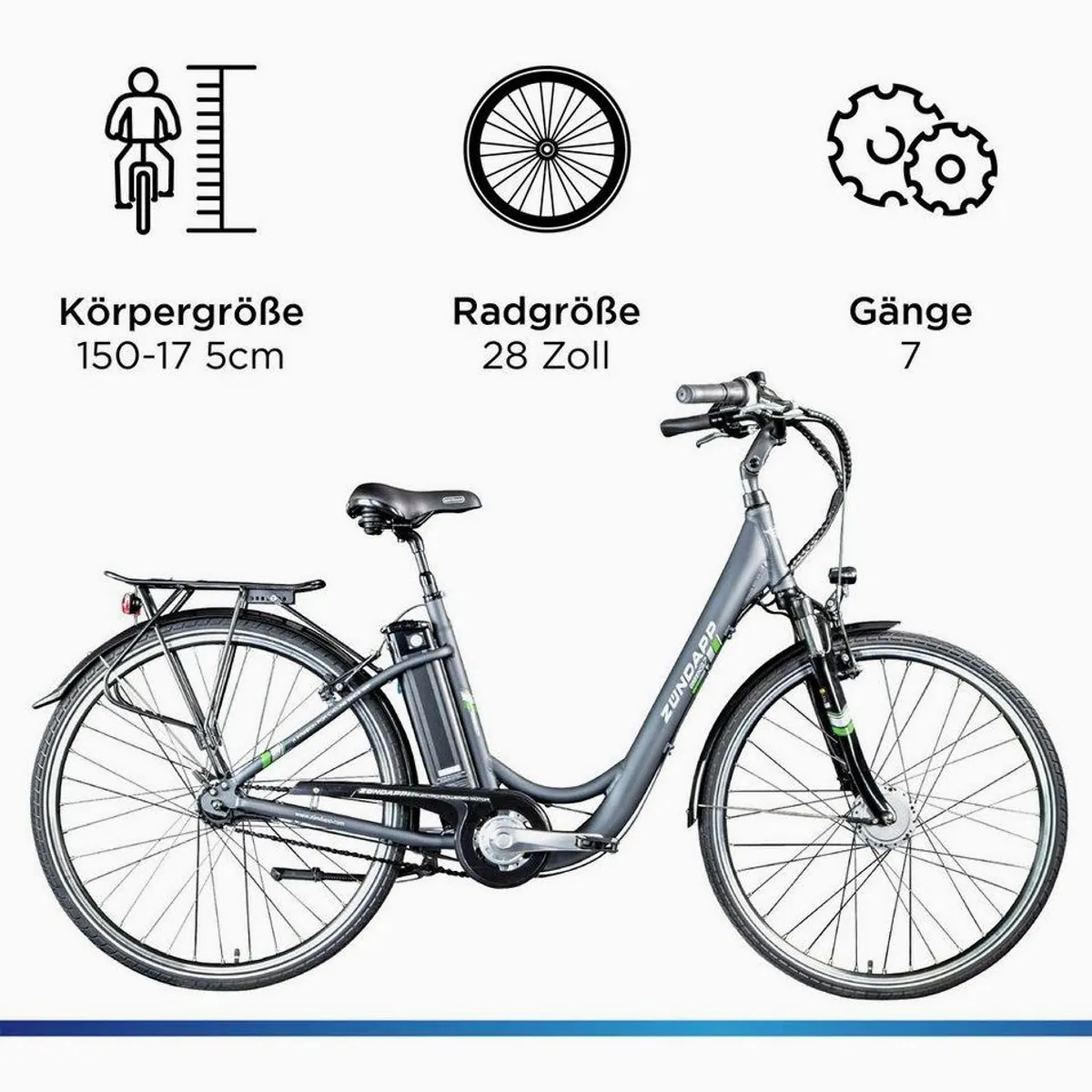 Zündapp Green 3.7 City E-Bike, 7 Gang, 536 Wh Akku, komfortable Ausstattung 2