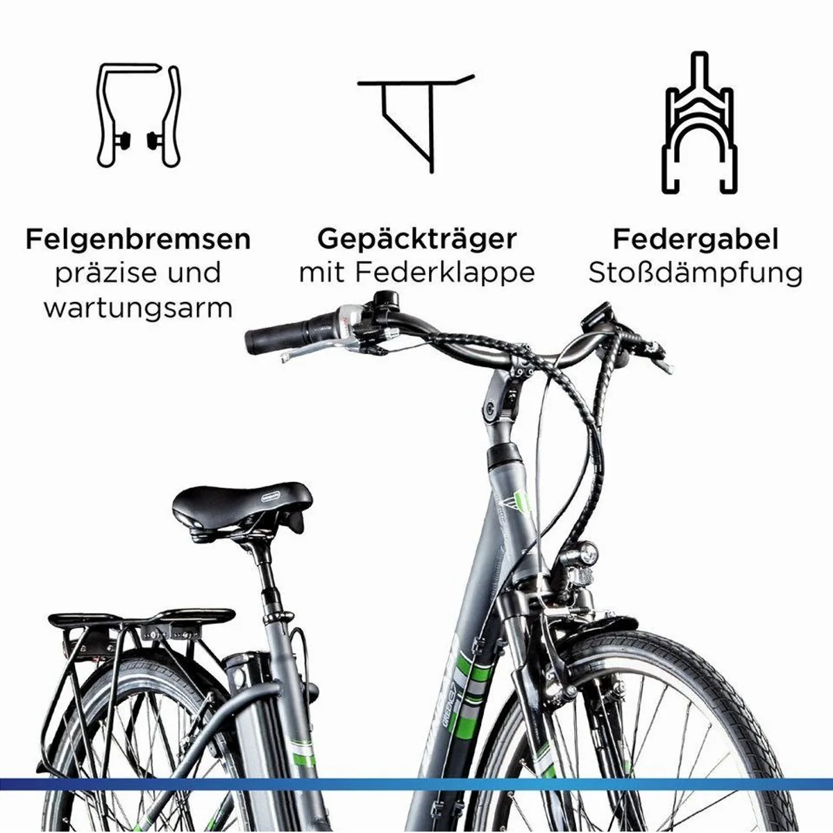 Zündapp Green 3.7 City E-Bike, 7 Gang, 536 Wh Akku, komfortable Ausstattung 3