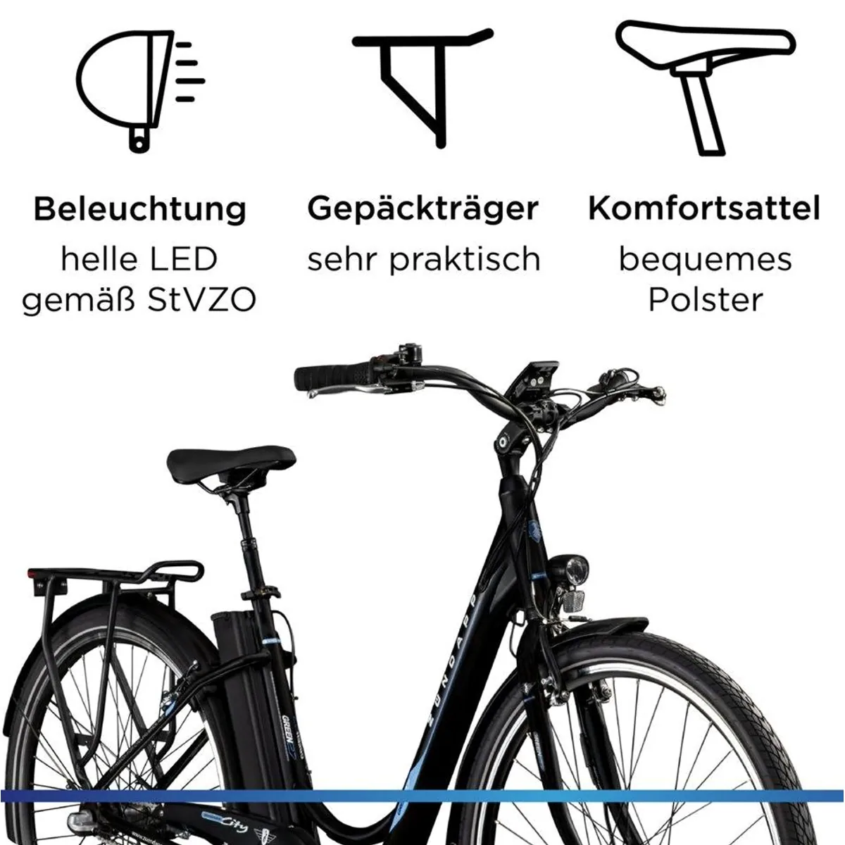 Zündapp Green 2.7 E-Bike, 531,6 Wh, 3 Gang Shimano Nexus, Vorderradmotor — ideal für Stadtfahrten 3