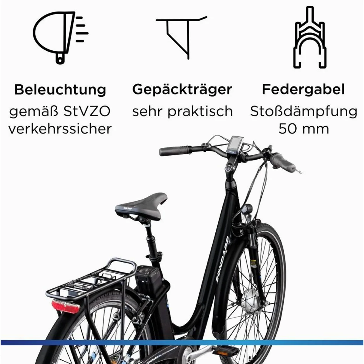 Zündapp Green 3.7 E-Bike Cityrad, 536 Wh Akku, 7 Gang Nabenschaltung, Frontmotor 3