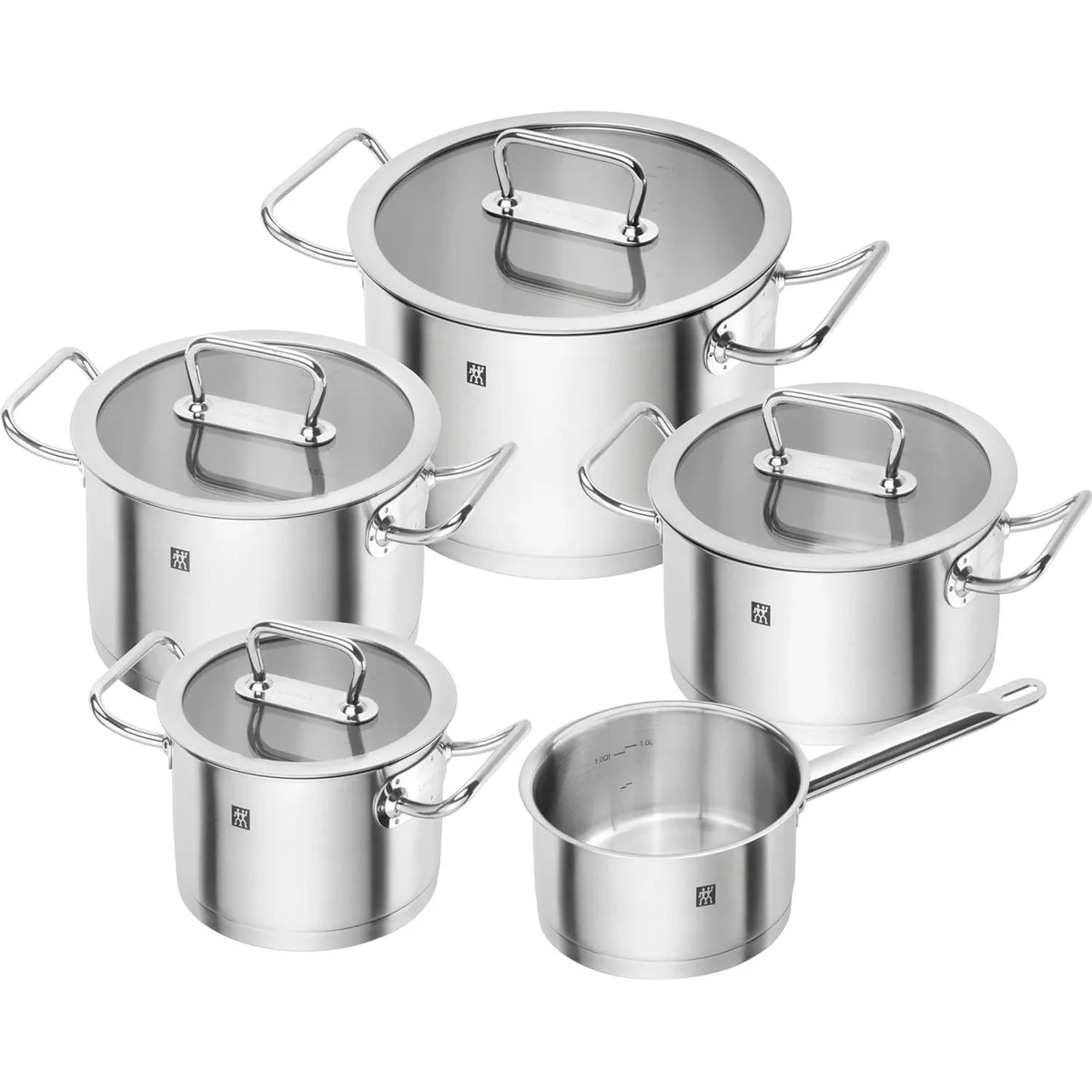 Zwilling Kochtopfset 5-teilig, Edelstahl 18/10, gleichmäßige Wärmeverteilung