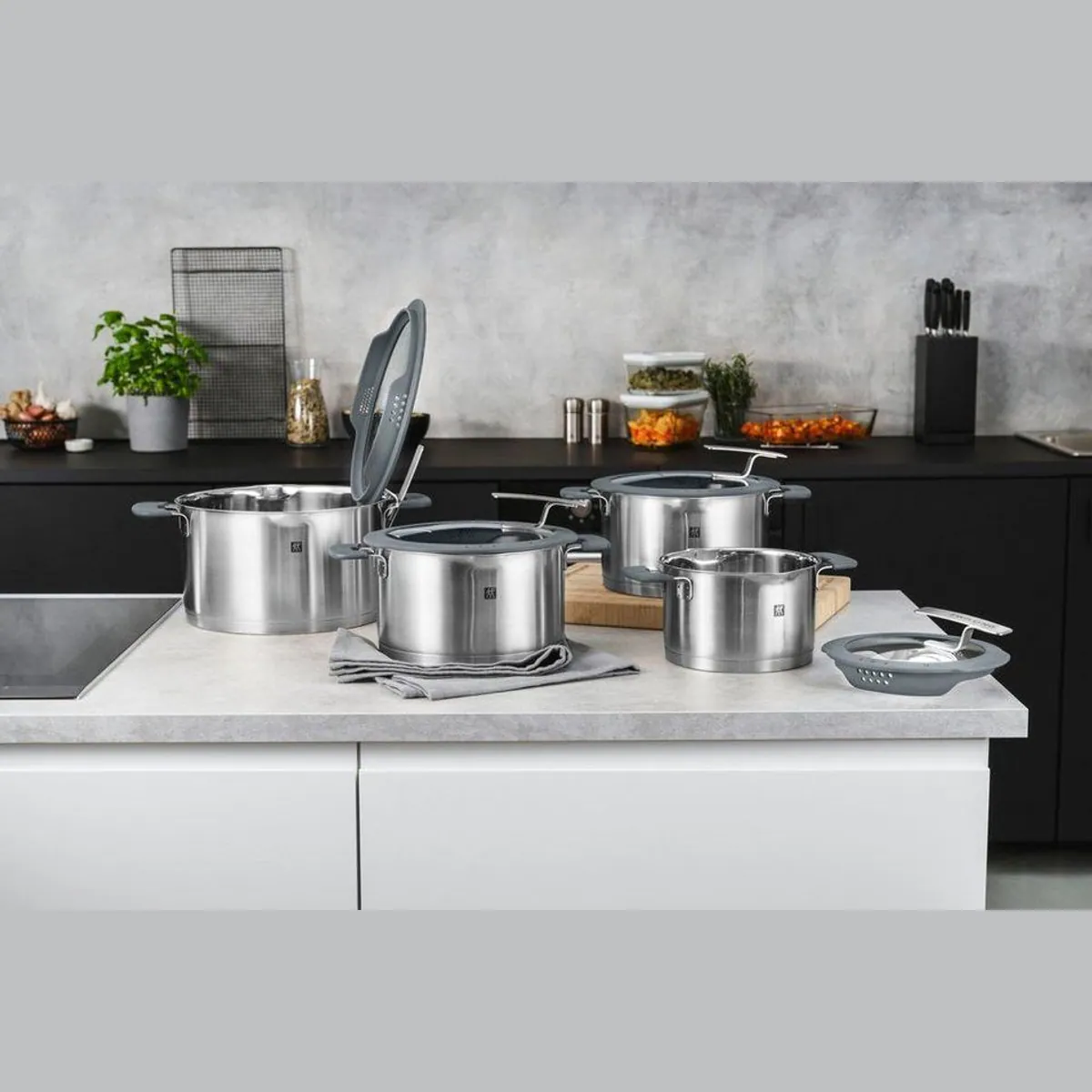 Zwilling Topf-Set Simplify, 4-teilig, Edelstahl, integriertes Sieb, Induktion 2