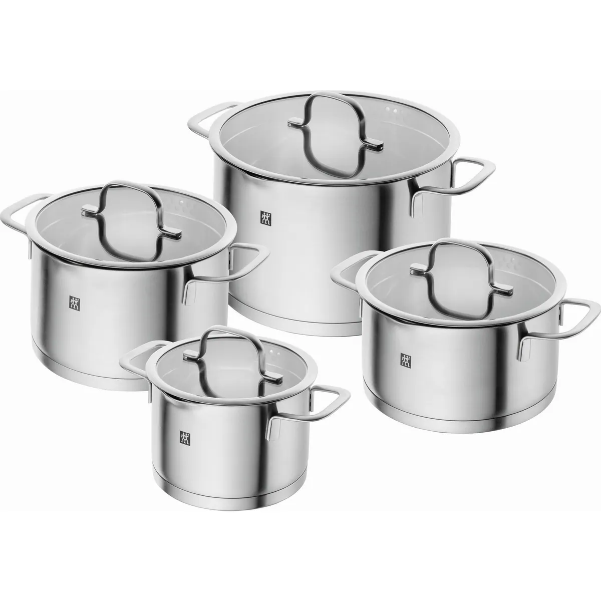 Zwilling TrueFlow Topf-Set, 4-teilig, Edelstahl, integrierte Siebfunktion