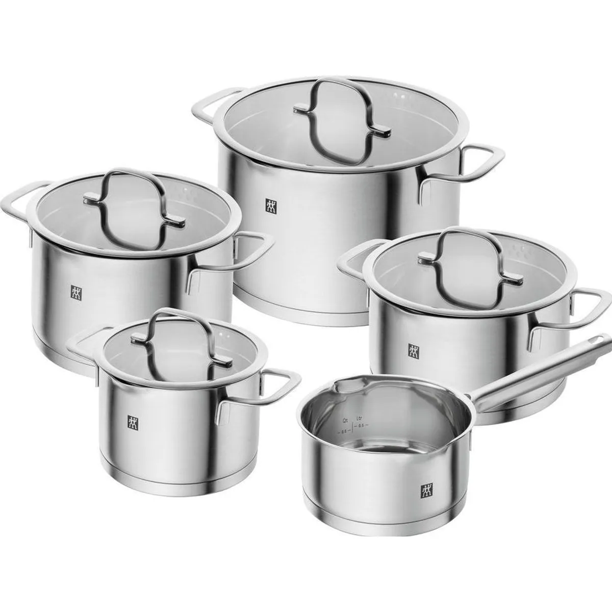 Zwilling Topf-Set TrueFlow, 5-teilig, integrierte Siebfunktion, Induktion, Edelstahl 18/10