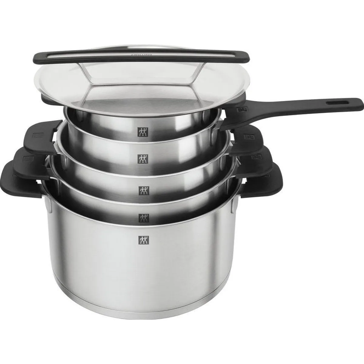 Zwilling Topf-Set More, Edelstahl 18/10, stapelbar, innovative Deckel, kühlbleibende Griffe 2