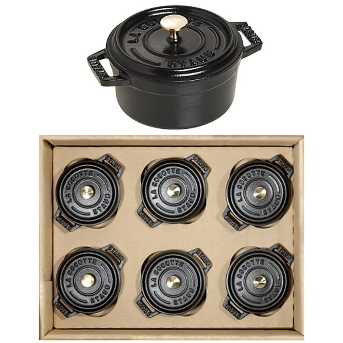 Zwilling Mini Schmortopf, Gusseisen schwarz, 6er Set — ideal für Einzelportionen, gleichmäßige Wärmeverteilung, pflegeleicht